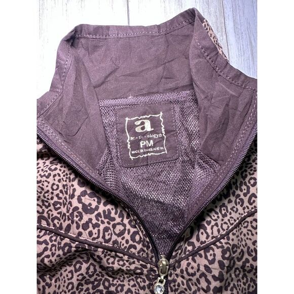 Activology Womens Leopard Print Jacket Full Zip Plus Size PM Pockets Brown - Picture 3 of 12